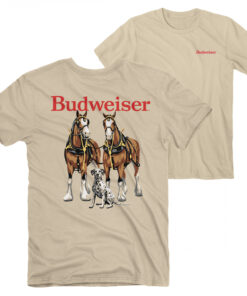 Budweiser Clydesdales Front and Back Print T-Shirt