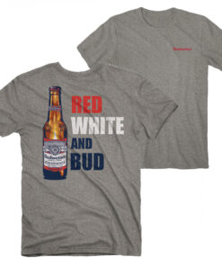 Budweiser Red White and Bud Front and Back Print T-Shirt