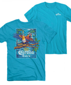 Corona Extra Caribbean Parrot Front and Back Print T-Shirt