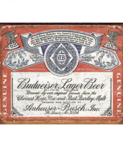 Budweiser Lager Beer Label Retro Tin Sign