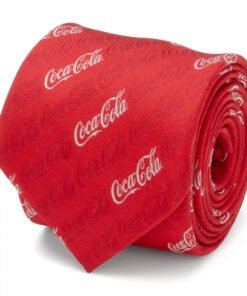Coca-Cola White Script Repeating Logo on Red Neck Tie