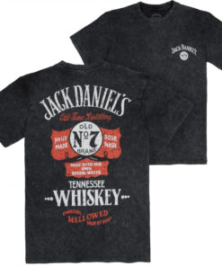 Jack Daniels Old Time Distillery Front & Back Print Acid Wash T-Shirt