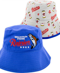 Rainier Beer Mountain Fresh Salmon Fishing Reversible Bucket Hat