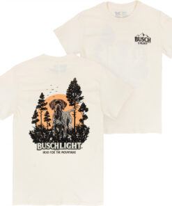 Busch Light Mountain Labrador White Front and Back Print T-Shirt