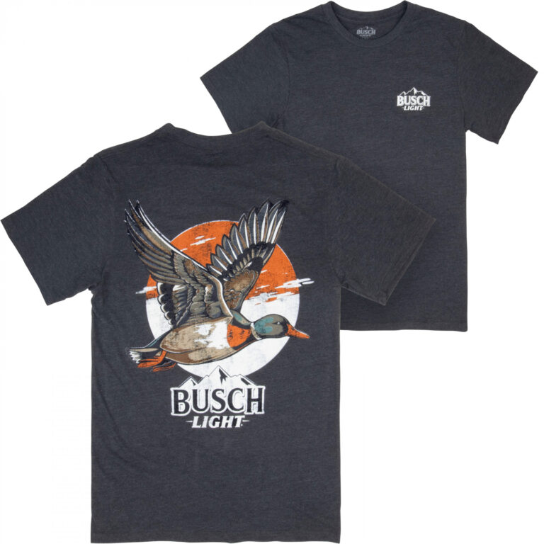 Busch Light Mallard Flight Front and Back Print T-Shirt