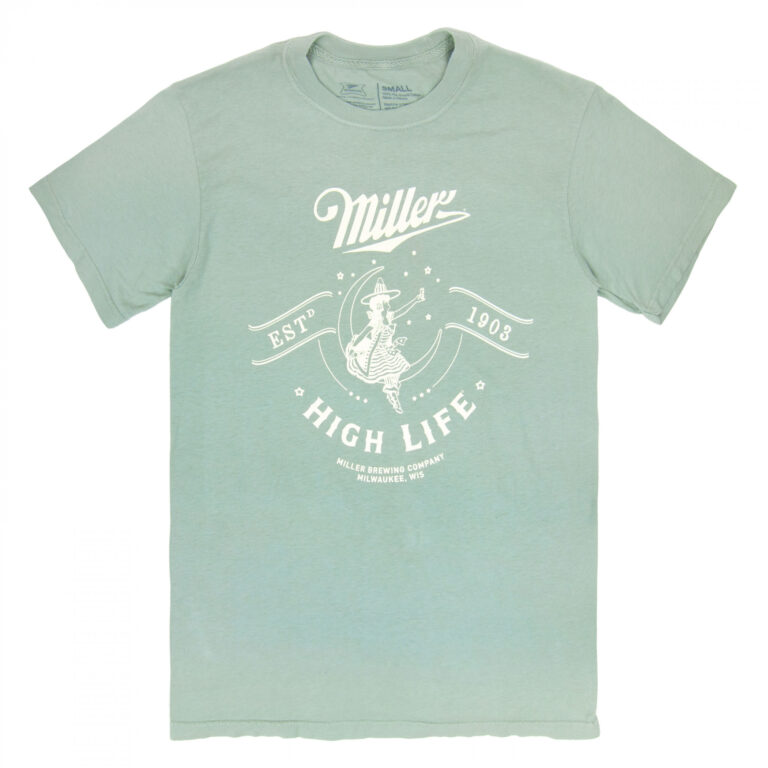 Miller High Life Girl in The Moon 1903 Logo Green Colorway T-Shirt