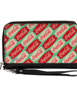 Coca-Cola Script Marquee Logo PU Leather Zip Around Wallet