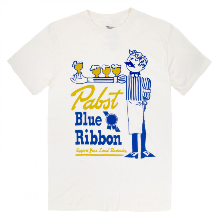 Pabst Blue Ribbon Support Your Local Bartender White Colorway T-Shirt