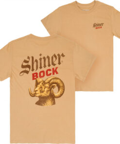 Shiner Bock Bottle Label Orange Colorway Front and Back Print T-Shirt