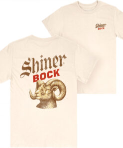 Shiner Bock Bottle Label Beige Colorway Front and Back Print T-Shirt