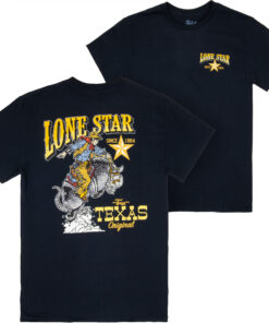 Lone Star Beer Blazing Saddles Black Front and Back Print T-Shirt