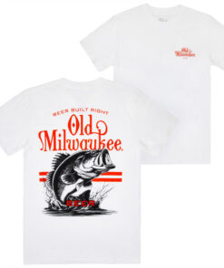 Old Milwaukee Bass Fishing White Front and Back Print T-Shirt