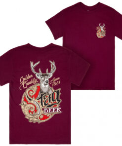 Stag Beer Logo Red Front and Back Print T-Shirt