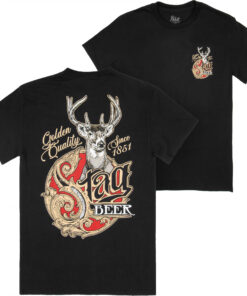 Stag Beer Logo Black Front and Back Print T-Shirt