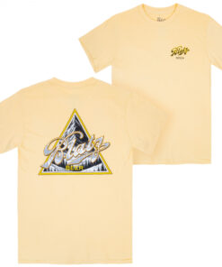 Blatz Triangle Mountain Logo Beige Front and Back Print T-Shirt