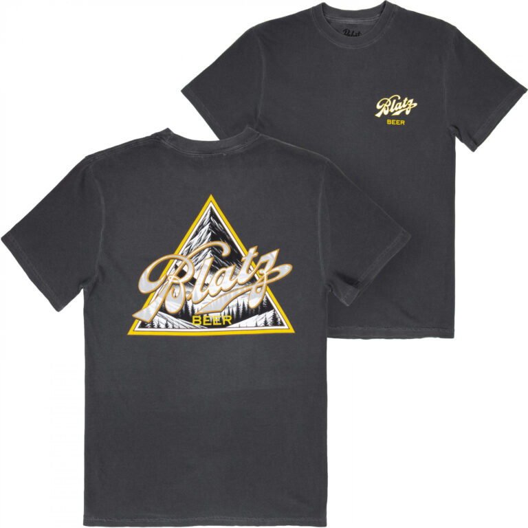 Blatz Triangle Mountain Logo Black Front and Back Print T-Shirt