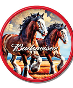Budweiser Clydesdales Round Fully Embossed Aluminum Sign