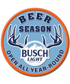Busch Light Beer Season Round Fully Embossed Aluminum Sign