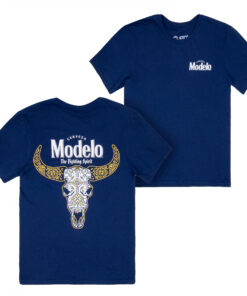 Modelo Fighting Spirit Bull Skull Front and Back Print T-Shirt