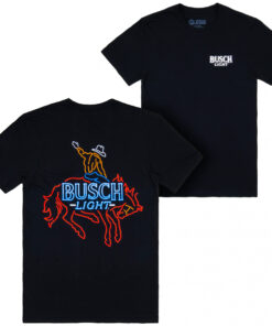 Busch Light Neon Cowboy Front and Back Print T-Shirt