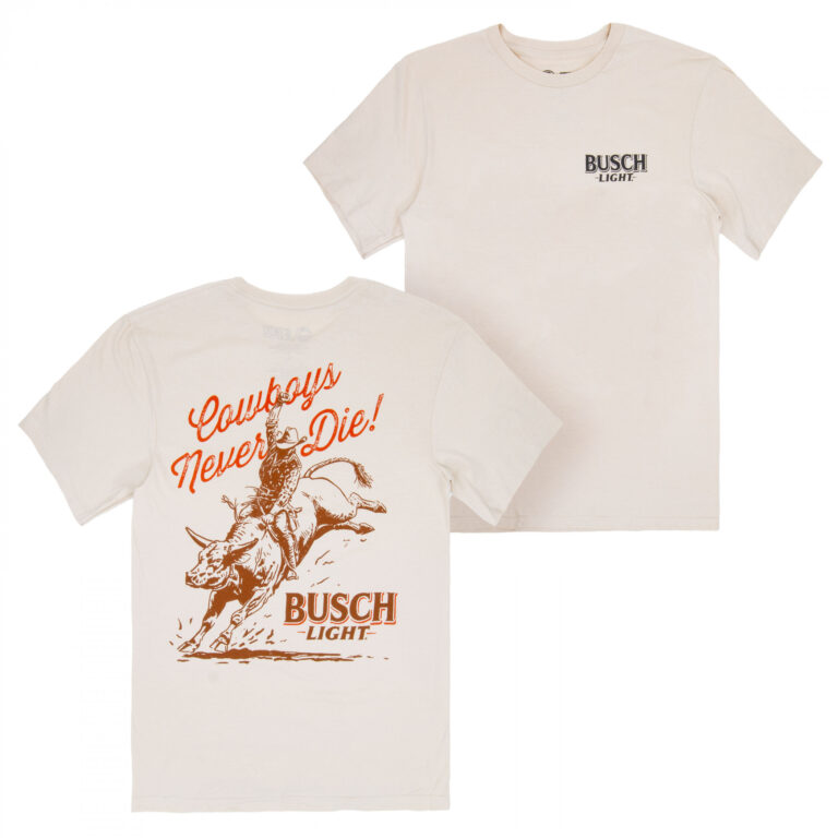 Busch Light Cowboys Never Die Front and Back Print T-Shirt