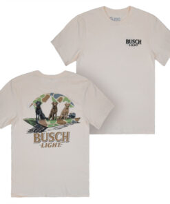 Busch Light Camo Boat Dogs Front and Back Print T-Shirt