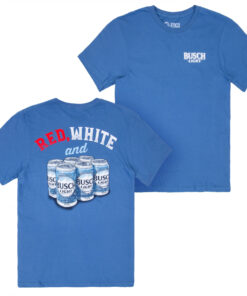 Busch Light Red, White and Busch Front and Back Print T-Shirt