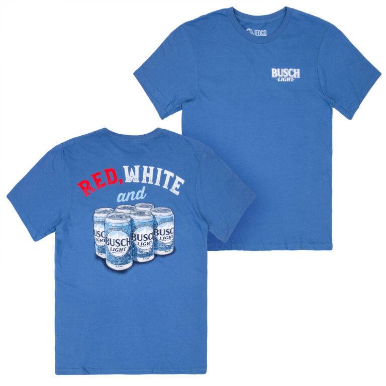 Busch Light Red, White and Busch Front and Back Print T-Shirt