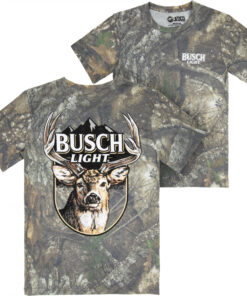 Busch Light Whitetail Washed Camo Front and Back Print T-Shirt