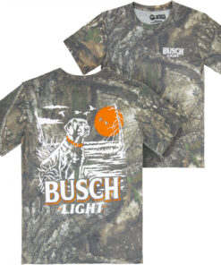 Busch Light Lab Duck Scene Washed Camo Front and Back Print T-Shirt