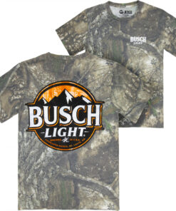Busch Light Camo Blaze Washed Camo Front and Back Print T-Shirt