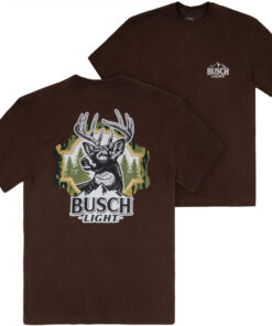 Busch Light Hunting Can Art Deer Overlook Front Back Print T-Shirt