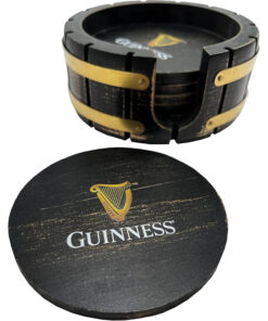 Guinness Beer Wooden Coaster Set with Holder - 6 Pack