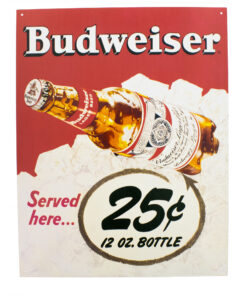 Budweiser 25 Cent Bottle Tin Sign