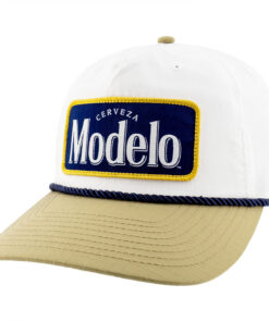 Modelo White Woven Label Snapback Hat with Rope