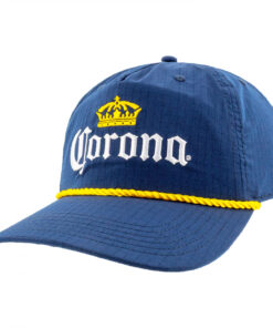 Corona Embroidered Logo Blue Snapback Hat with Yellow Rope