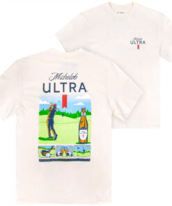 Michelob Ultra Golf Panels Beige Colorway Front and Back Print T-Shirt