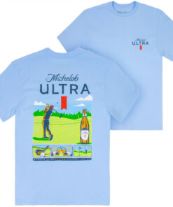 Michelob Ultra Golf Panels Blue Colorway Front and Back Print T-Shirt