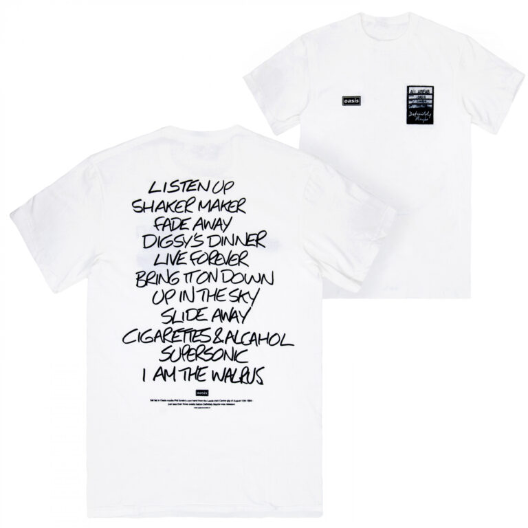 Oasis Definitely Maybe AAA Setlist Front and Back Print T-Shirt
