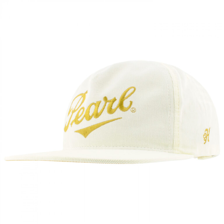 Pearl Cream Corduroy with Gold Logo 5-Panel Trucker Hat