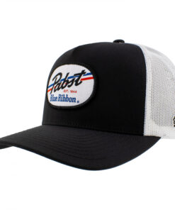 Pabst Blue Ribbon Black and White Trucker Hat with Logo Patch