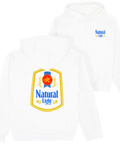 Natural Light Label White Front and Back Print Hoodie