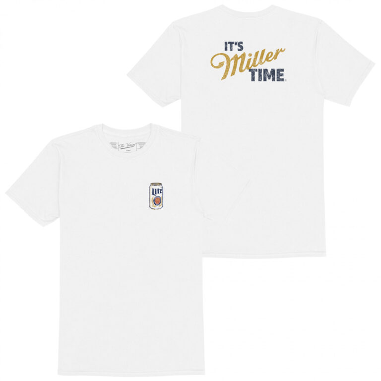 Miller Lite Can Icon It’s Miller Time Front and Back Print T-Shirt