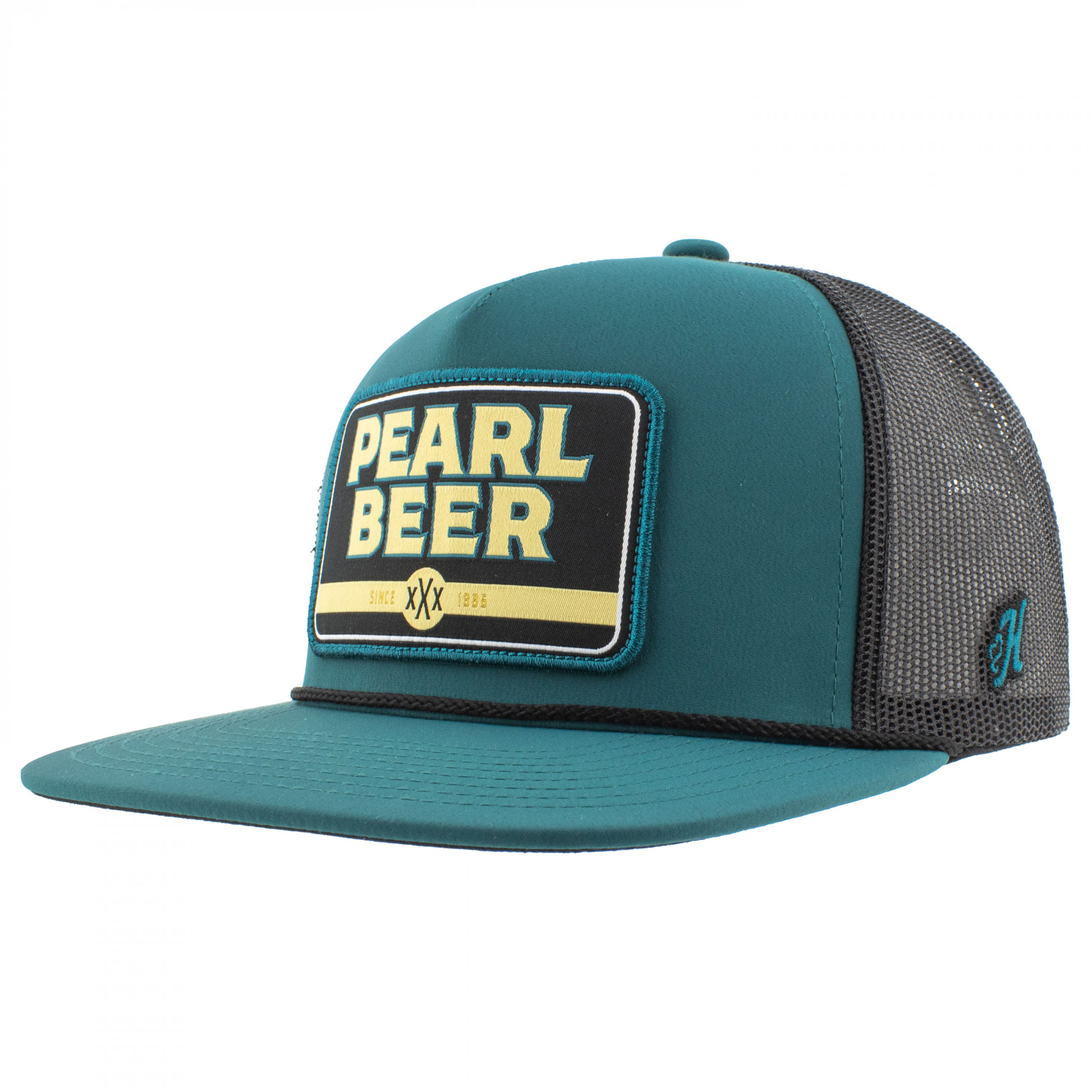 Pearl Beer 5-Panel Teal Trucker Hat with Patch Logo