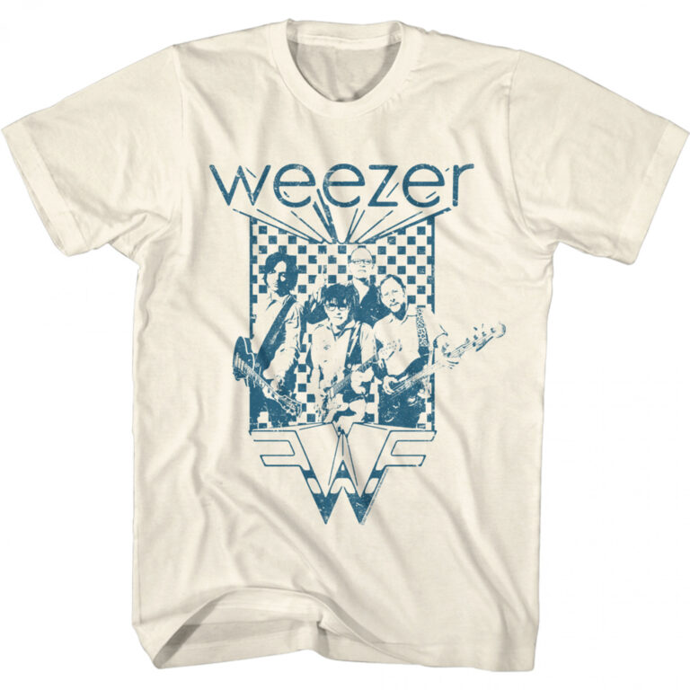 Weezer Blue Checkered Natural T-Shirt