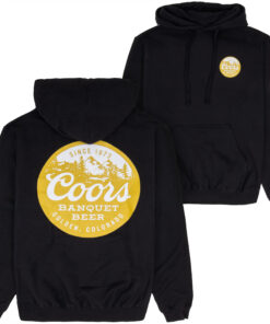 Coors Banquet Beer Sepia Tone Mountains Front and Back Print Hoodie