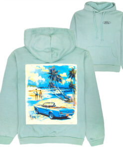 Ford Mustang Beach Trip Front and Back Print Pull-Over Hoodie