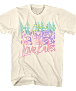 Def Leppard Love Bites Pastel on White T-Shirt