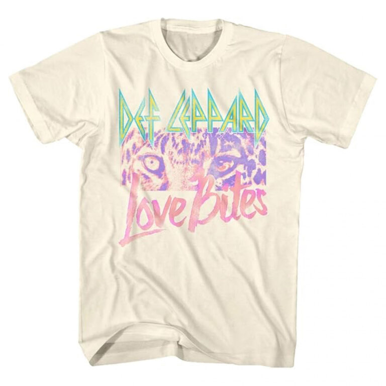 Def Leppard Love Bites Pastel on White T-Shirt