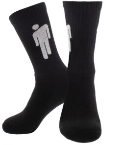 Billie Eilish White Blohsh on Black Terry Socks